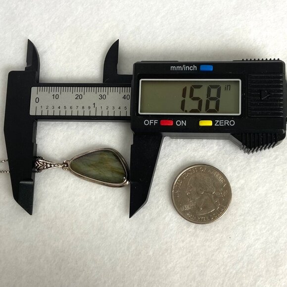 Sterling Silver 925 Bezel Set Labradorite Pendant Necklace 18.5" Box Chain - Picture 15 of 16